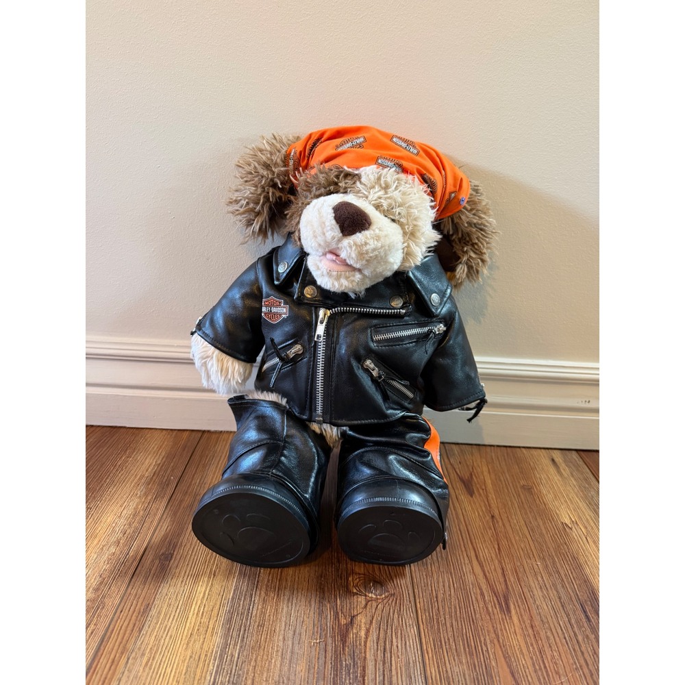 Retired Build-A-Bear Harley-Davidson Biker clothes handkerchief Scruffy dog